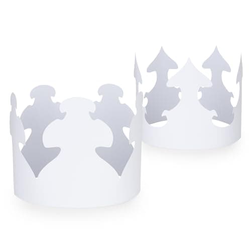 Hygloss White Paper Crowns - Customizable, Durable Party Hats, Made in USA, 144 Pack