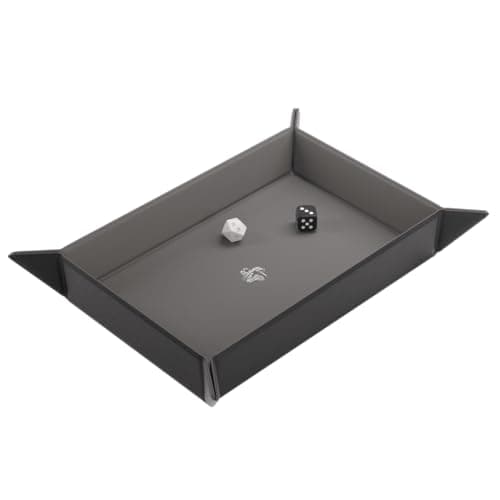 Gamegenic Magnetic Dice Tray - Control Your Roll, Black/Gray Rectangular