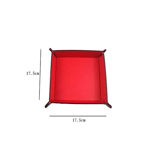 Red PU Leather Dice Rolling Tray for Gaming