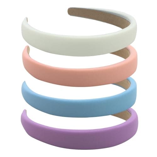Wecoe Light Blue & Black 4 Pack Padded Headbands for Women & Girls