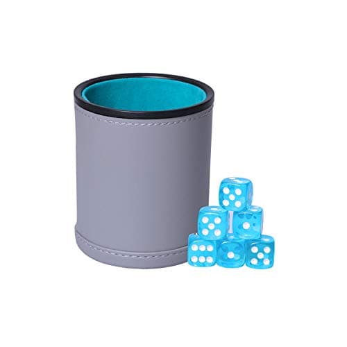 Quiet-Shaking Dice Cup Set for Yahtzee, Farkle, Liars, PU Leather & Felt-Lined