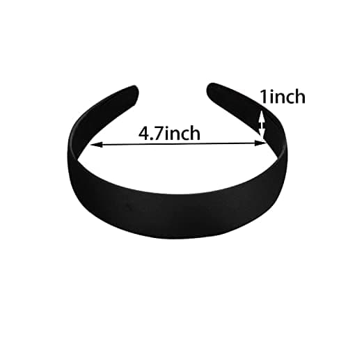 Satin 1.2 Inch Black Antiskid Hair Bands, 6 Pcs for Ladies and Girls