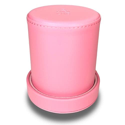 Luck Lab Pink Leather Dice Cup with Lid - Accompanied by 6 Pearl Dice
