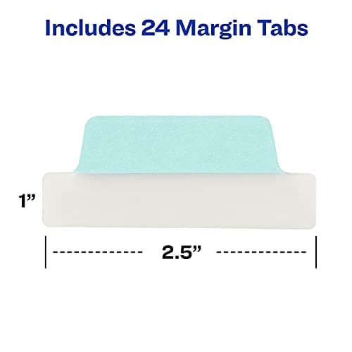 Avery Margin Ultra Tabs, 24 Assorted Pastel 2.5" x 1" Writable Page Markers