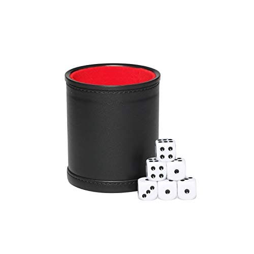 Quiet-Shaking Dice Cup Set for Yahtzee, Farkle, Liars, PU Leather & Felt-Lined