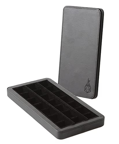 Forged Dice Co. Large Divided Dice Case with Tray - 21 Felt-Lined Chambers - Black