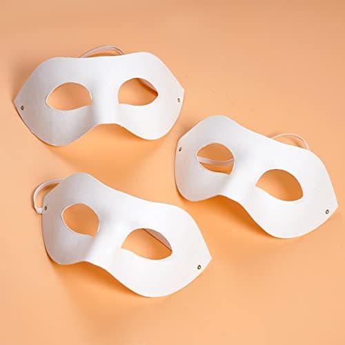 Yookat 14-Piece White Paintable Paper Art Masks - Mardi Gras Masquerade