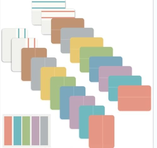 Morandi Tabs 2 Inch Sticky Index Tabs, Writable and Repositionable File Tabs Flags, Colored Page Markers 12Colors