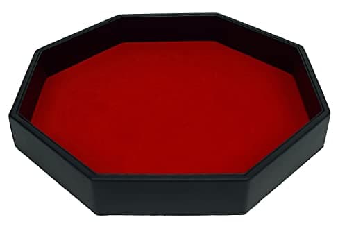 11.5 Inch Red Octagon Dice Tray with PU Leather & Velvet
