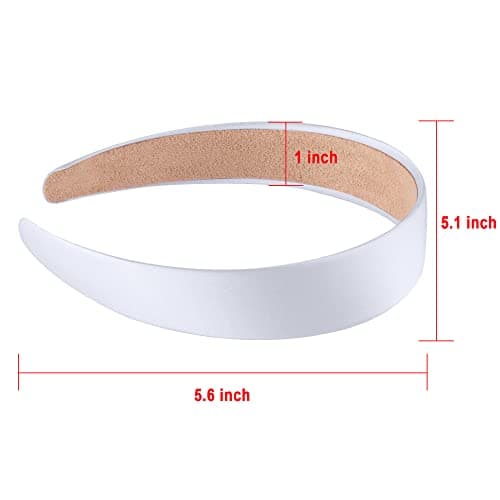 SIQUK White 1 Inch Hard Satin Headbands for Women for DIY Hair Accessories
