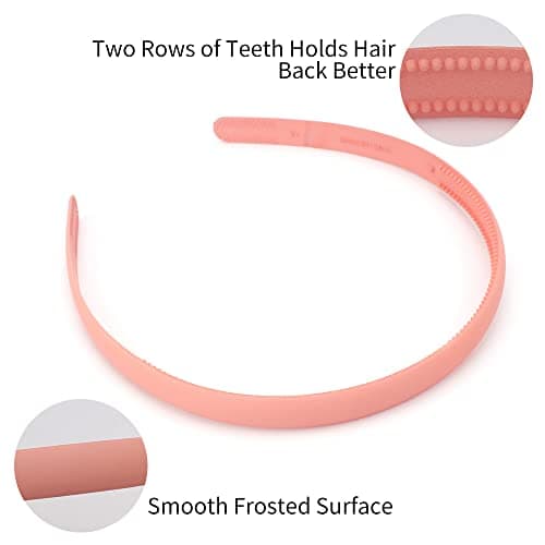 TOBATOBA 6Pcs Thin Nonslip Headbands for Girls & Women (Multi-color, 12 mm)