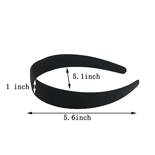 Black Satin 1 Inch Wide Headbands - 9 Pcs Colorful Hair Bands for Women and Girls
