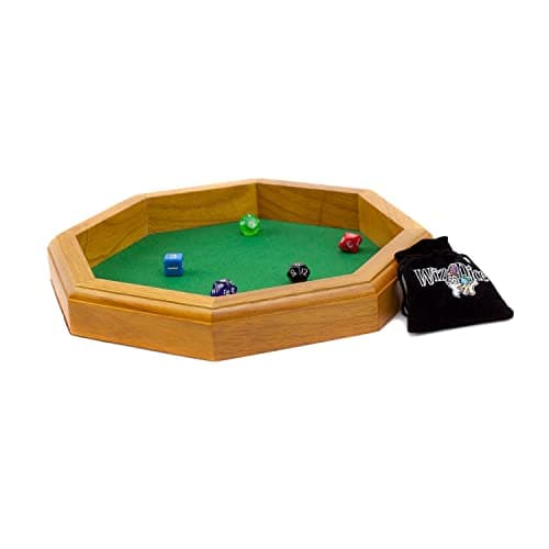 Wiz Dice Octagon Felt-Lined 12-inch Wooden Dice Tray