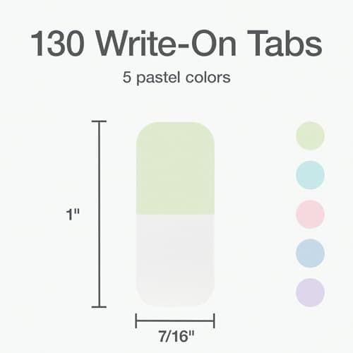 Redi-Tag Write-On Pastel Index Tabs, 130 Pack