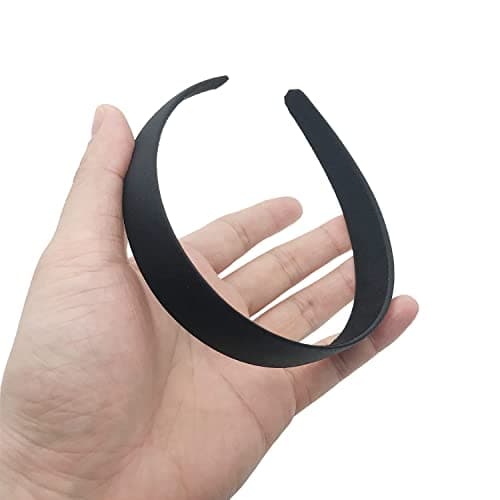 Black Satin 1 Inch Wide Headbands - 9 Pcs Colorful Hair Bands for Women and Girls