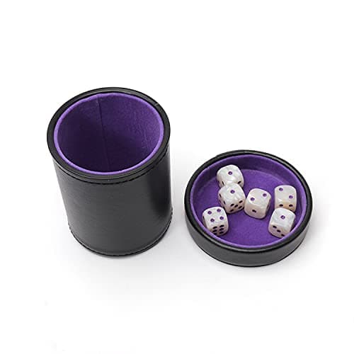 Luck Lab Purple Velvet Dice Cup with Lid - 6 Purple & White Pearl Dice - Quiet Shaking - Perfect for Board Games