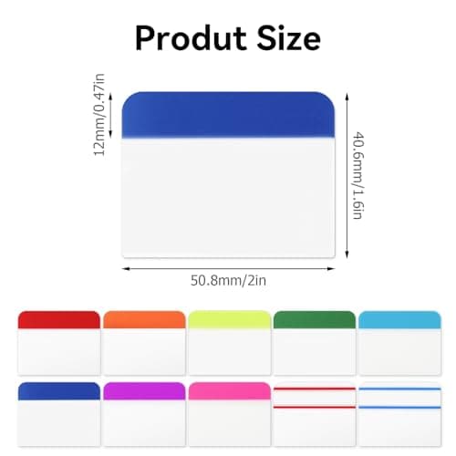 10 Colors 60 Sets 2 Inch Reusable Page Markers for Notebooks Binders File Folders