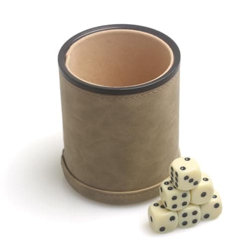 Quiet-Shaking Dice Cup Set for Yahtzee, Farkle, Liars, PU Leather & Felt-Lined