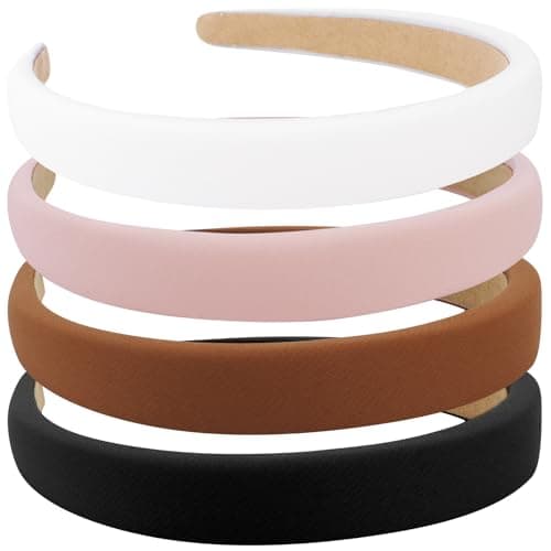 Wecoe Light Blue & Black 4 Pack Padded Headbands for Women & Girls