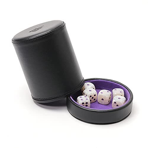 Luck Lab Purple Velvet Dice Cup with Lid - 6 Purple & White Pearl Dice - Quiet Shaking - Perfect for Board Games