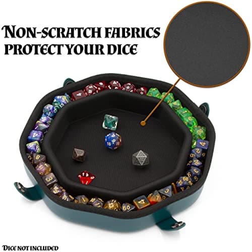 CASEMATIX Dice Tray and Storage Case for 115+ RPG Dice - Magnetic Snaps, Embossed Design, Non-Scratch Interior
