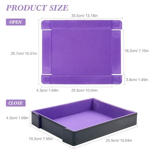 PU Leather Magnetic Folding Dice Mat with Purple Felt Lining for Dice Games