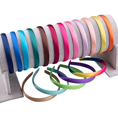 Duufin 50 Pieces Satin Headbands for Girls and Women, 25 Colors