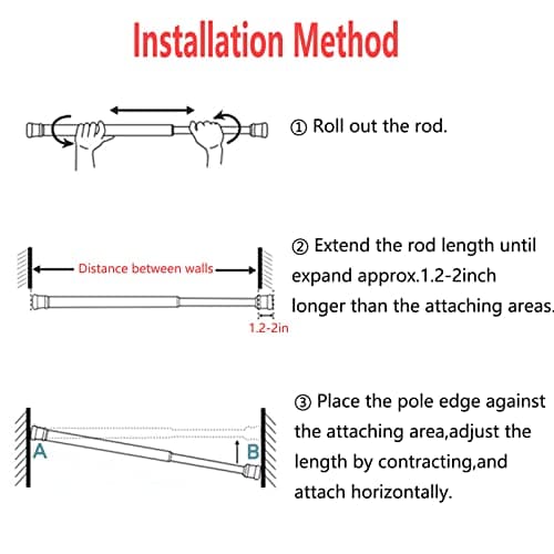 Tension Rods Shower 12 in to 20 Small Adjustable Curtain Rods for Kitchen, Closet, Cabinet