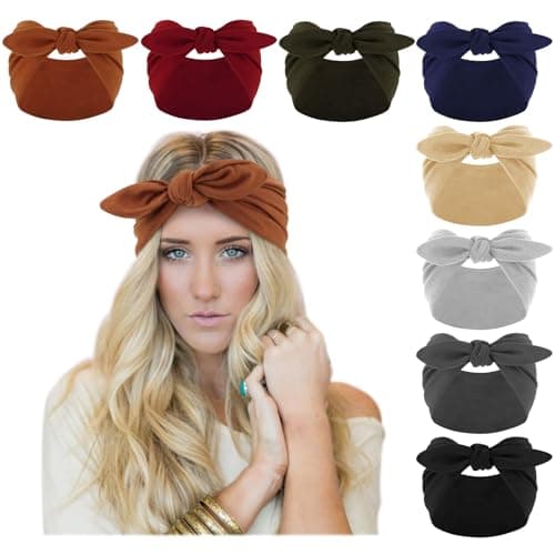 DRESHOW 8 Pack Adjustable Knotted Headbands for Women & Girls