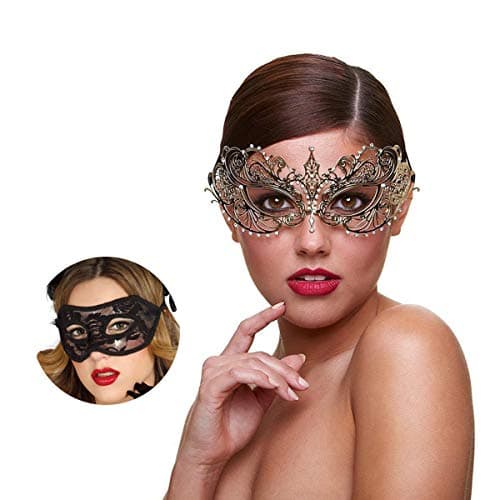 MYMENU Couples Masquerade Mask Women Metal Rhinestone Venetian Party