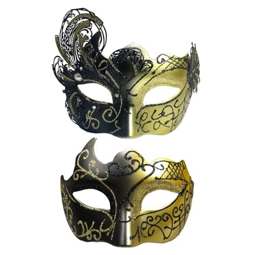 Yimianshou Venetian Masquerade Mask Couple Set for Mardi Gras Ball