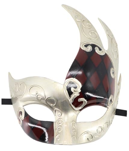 Coolwife Men's Vintage Venetian Checkered Masquerade Mask for Musical Party