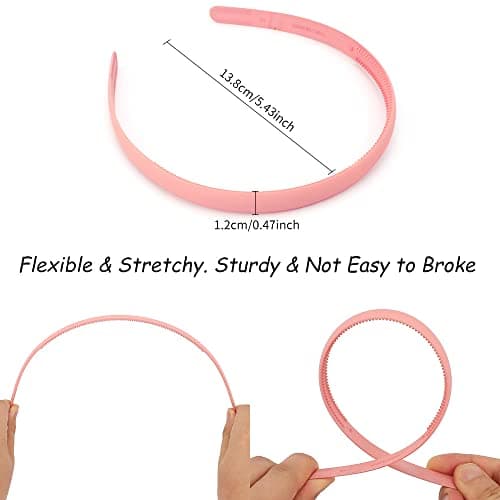 TOBATOBA 6Pcs Thin Nonslip Headbands for Girls & Women (Multi-color, 12 mm)