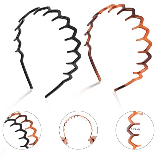 Zig Zag Shark Tooth 6 Pack Hair Comb Headbands for Women