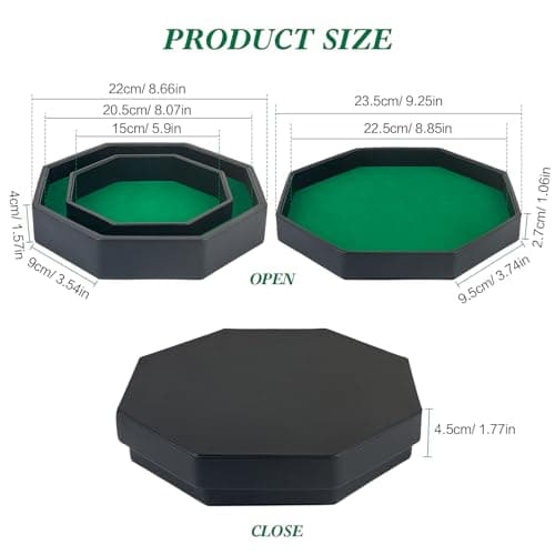 Green Felt Lined PU Leather Octagon Dice Tray with Lid