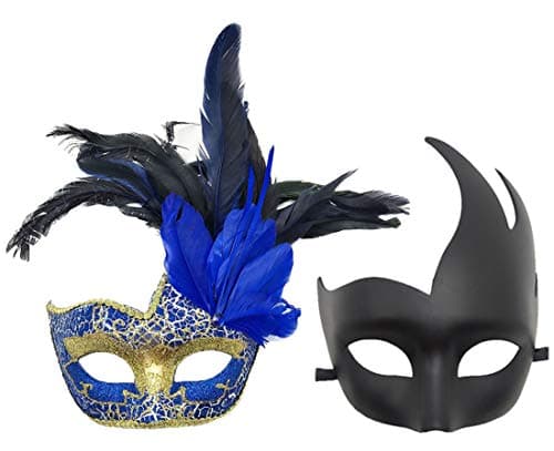 Awlsyj Women's Feather Masquerade Mask