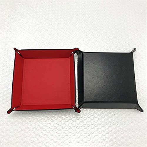 Red PU Leather Dice Rolling Tray for Gaming