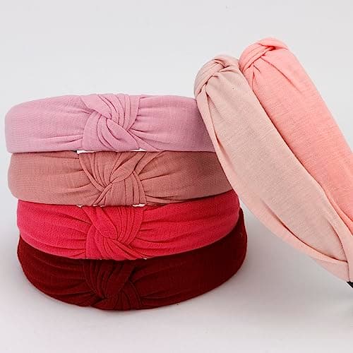 VELSCRUN Pink Colorful 12 Pack Women's Knotted Headbands, Non-Slip Elastic Boho Style Accessories