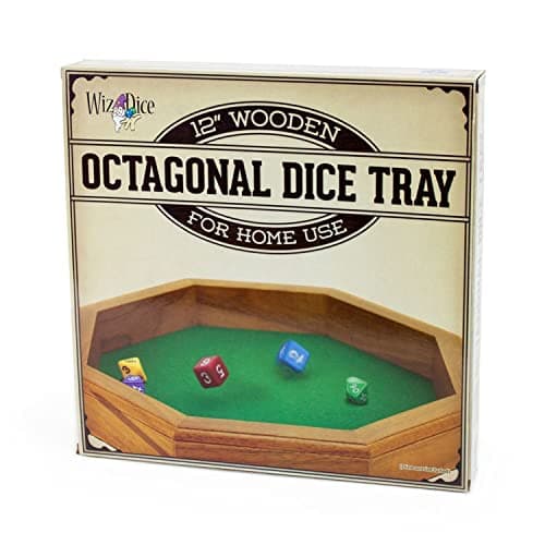 Wiz Dice Octagon Felt-Lined 12-inch Wooden Dice Tray