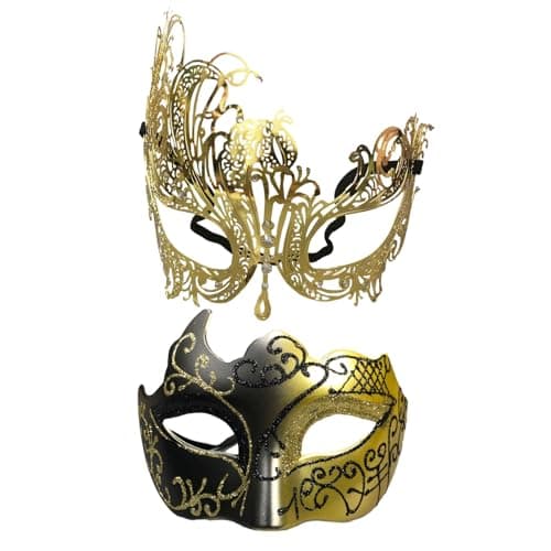 Masquerade Mask Set for Couple Mardi Gras & Halloween