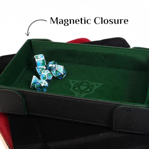 PU Leather Magnetic Folding Dice Tray & Mat - Gray - Perfect for DND and Roleplaying Games
