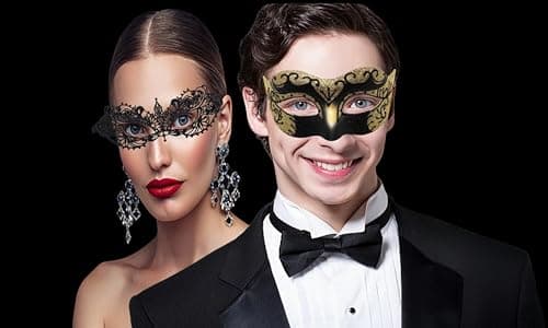 Masquerade Mask for Couple Halloween Venetian Lace Eyemask Party Prom Ball Mardi Gras