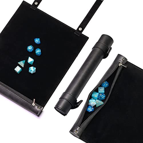 Cusdie 2 in 1 Dice Mat & Holder - DND Compatible, Colorful Dragon Scale
