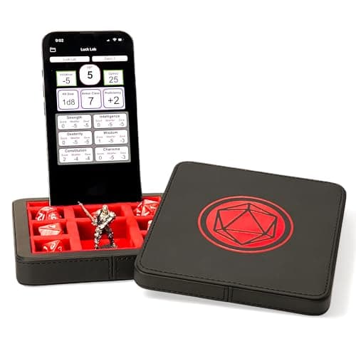 Luck Lab Compact Magnetic Dice Case with Tray & Phone Stand - RPG & D&D Dice Storage (Red)