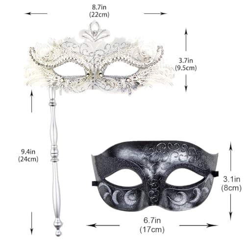 IETANG Gorgeous Venetian Masquerade Masks for Couples Party Costumes Accessory