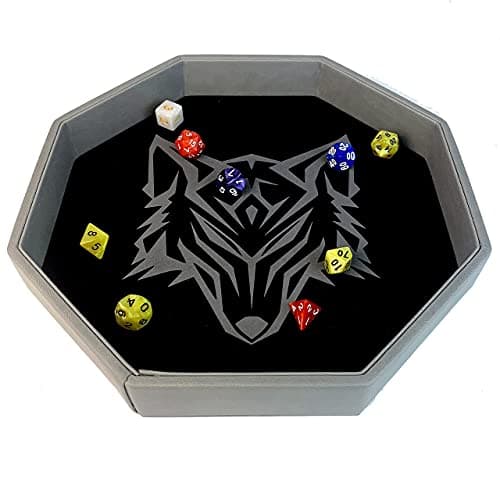 Luck Lab Black and Grey 11.5 Inch Octagonal Dice Tray with Luxurious Rolling Area
