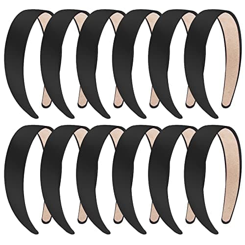 Satin Headbands Set, 12 Pieces, 1 Inch Wide, Colorful, Non-slip for Women and Girls