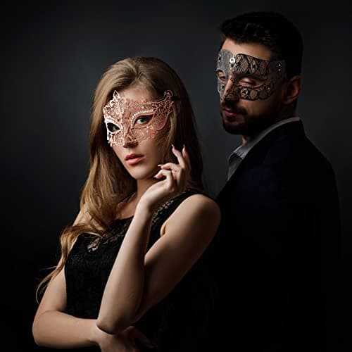 Thmyo Black Couples Venetian Masquerade Mask for Halloween Mardi Gras