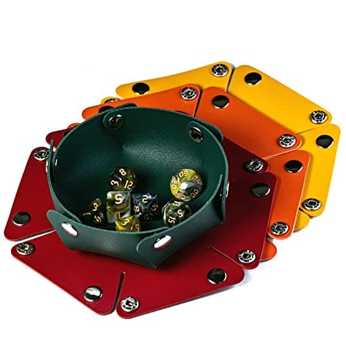 Small Dice Case & Storage Box PU Leather Foldable Round Dice Holder with Felt Tray