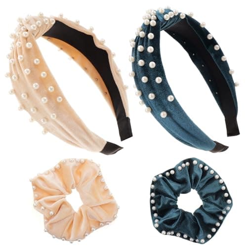 LOVNFC Girls' Colorful Wide Top Knot Headbands, 6Pcs No Slip Jewelry Embellished